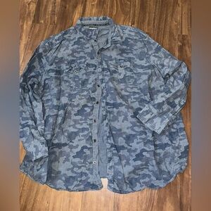 Rock & Republic Blue Camo Shirt Jacket